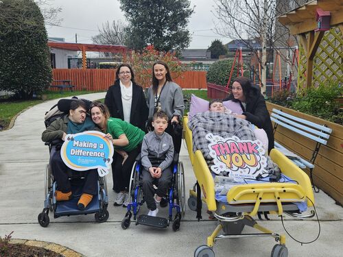 From L-R David (Student) Jenny O'Donohoe(Teacher) Marie Barrett (Smurfit Westrock) Logan (Student) Christian (Student) Amanda Bernard (SNA) (4)